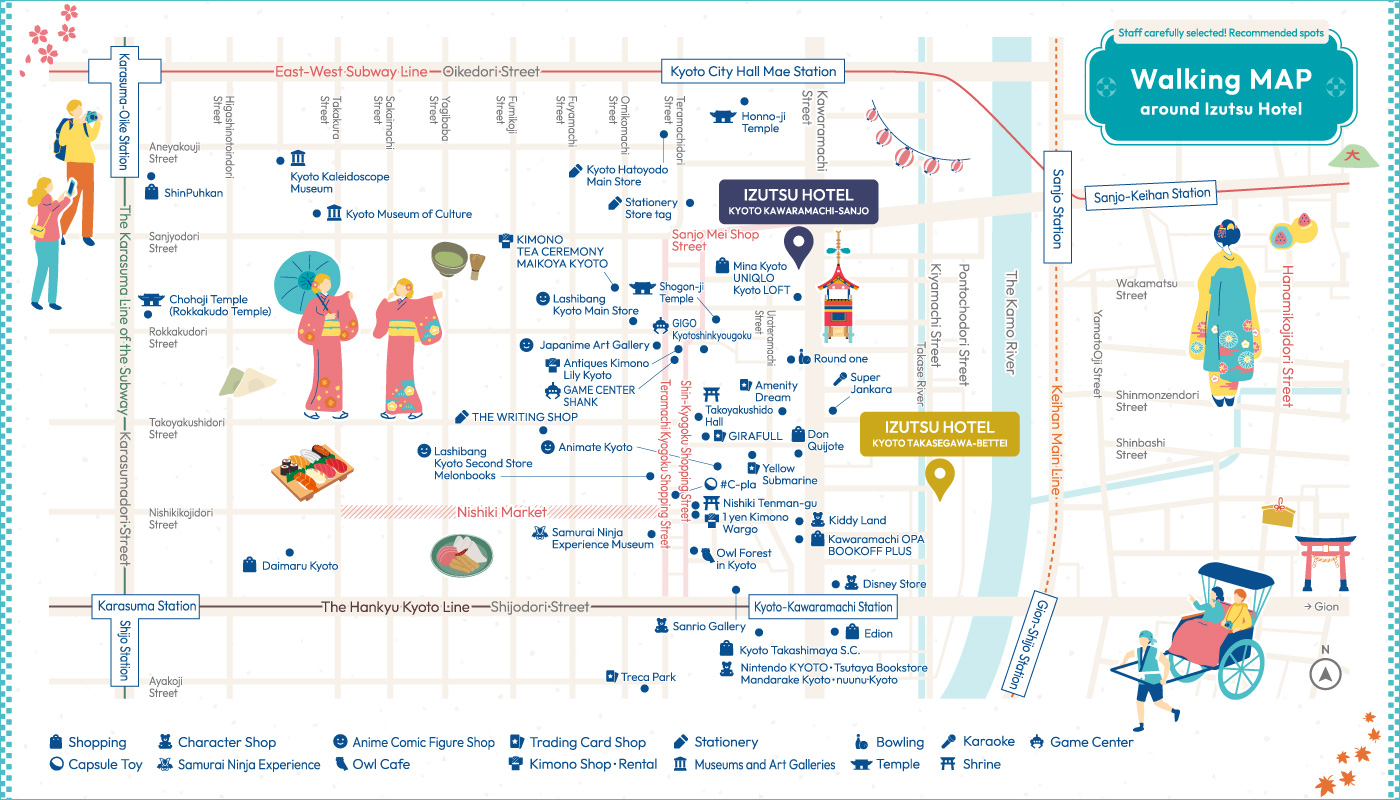 Staff carefully selected! Recommended spots Walking MAP around Izutsu Hotel